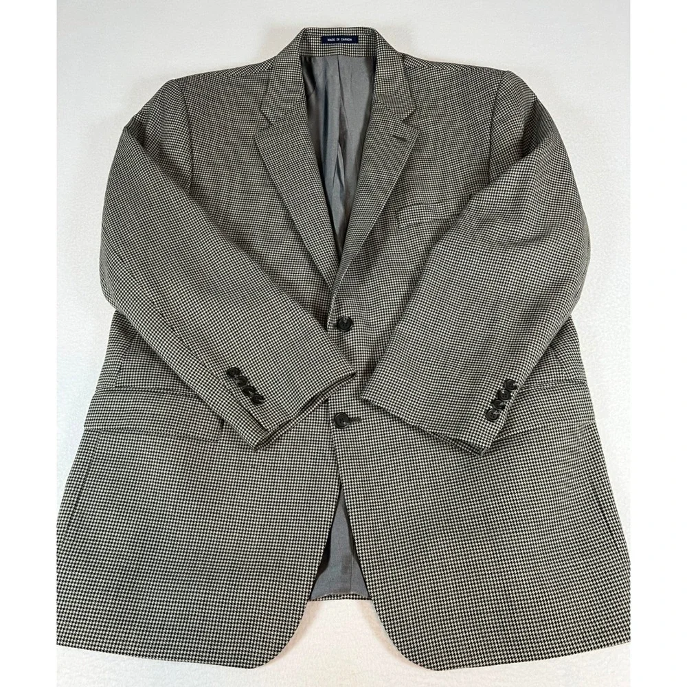 Ralph Lauren Blazer Mens 50R Tan Black Excellent 1998 Vintage Wool Houndstooth
